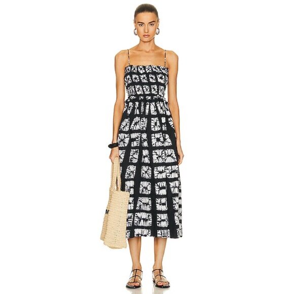 Ulla Johnson Dresses & Skirts - Ulla Johnson Akshara Hand Dyed Diamond Shibori Midi Dress in Paragon